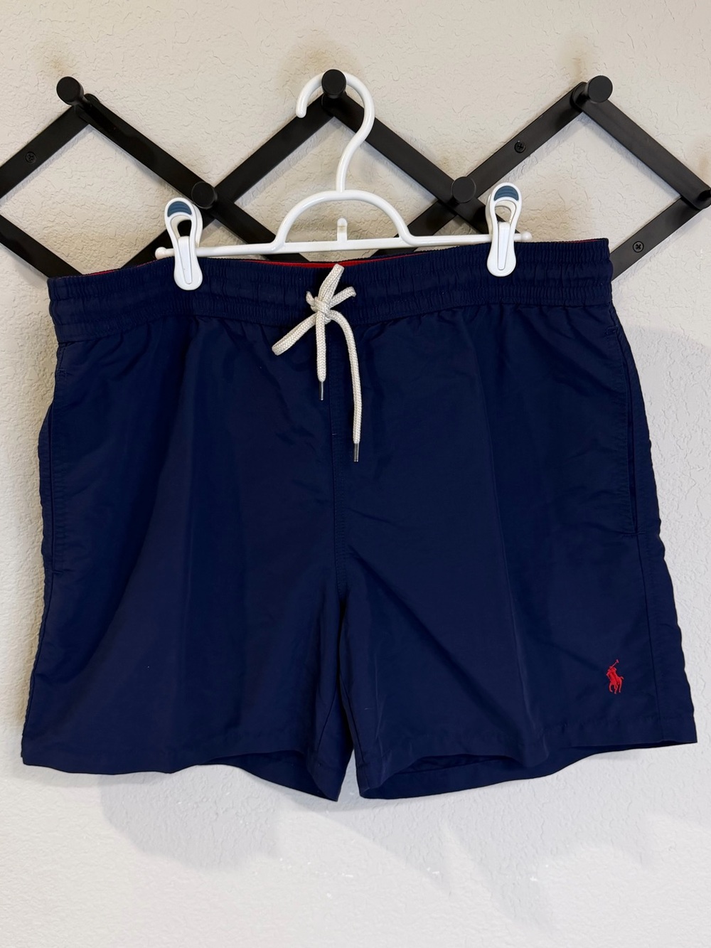 Polo Ralph Lauren Traveler Swim Trunks Men’s Large Navy Red Pony Mesh Lined Blue